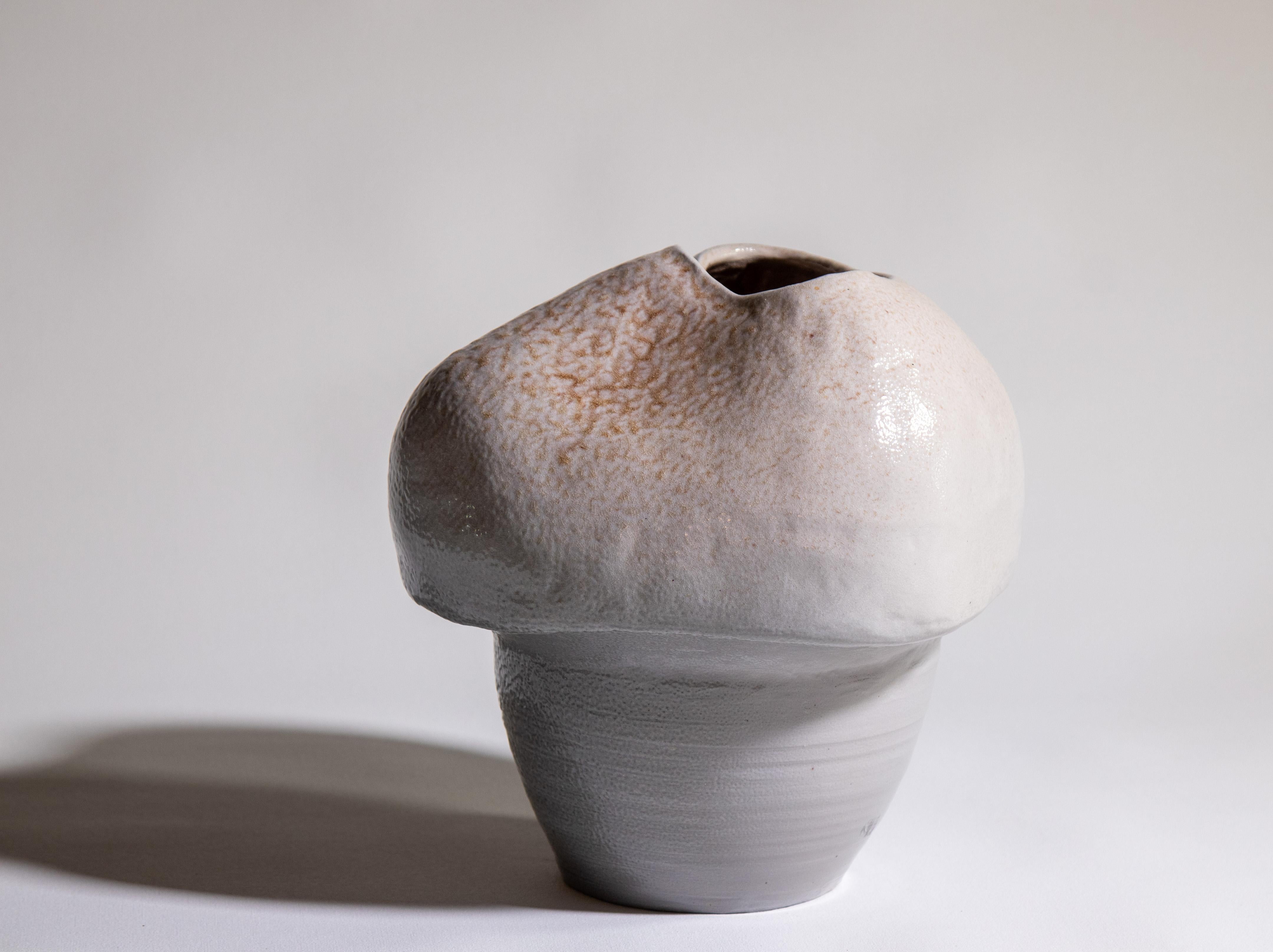 Karen Karnes (1925-2016) Biomorphic Vessel Glazed Stoneware Signed Chopmark For Sale 5