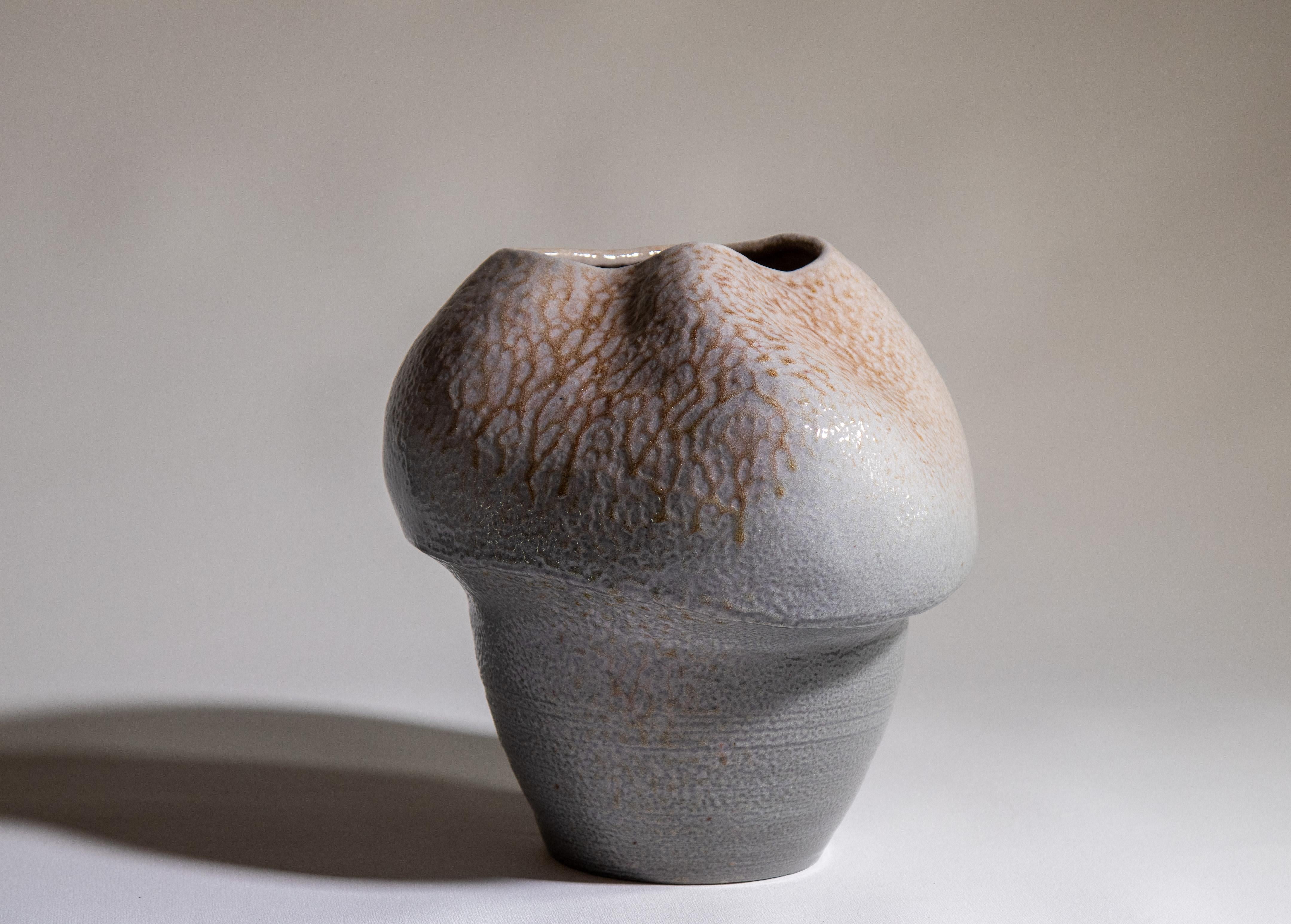 Mid-Century Modern Karen Karnes (1925-2016) Biomorphic Vessel Glazed Stoneware Signed Chopmark For Sale