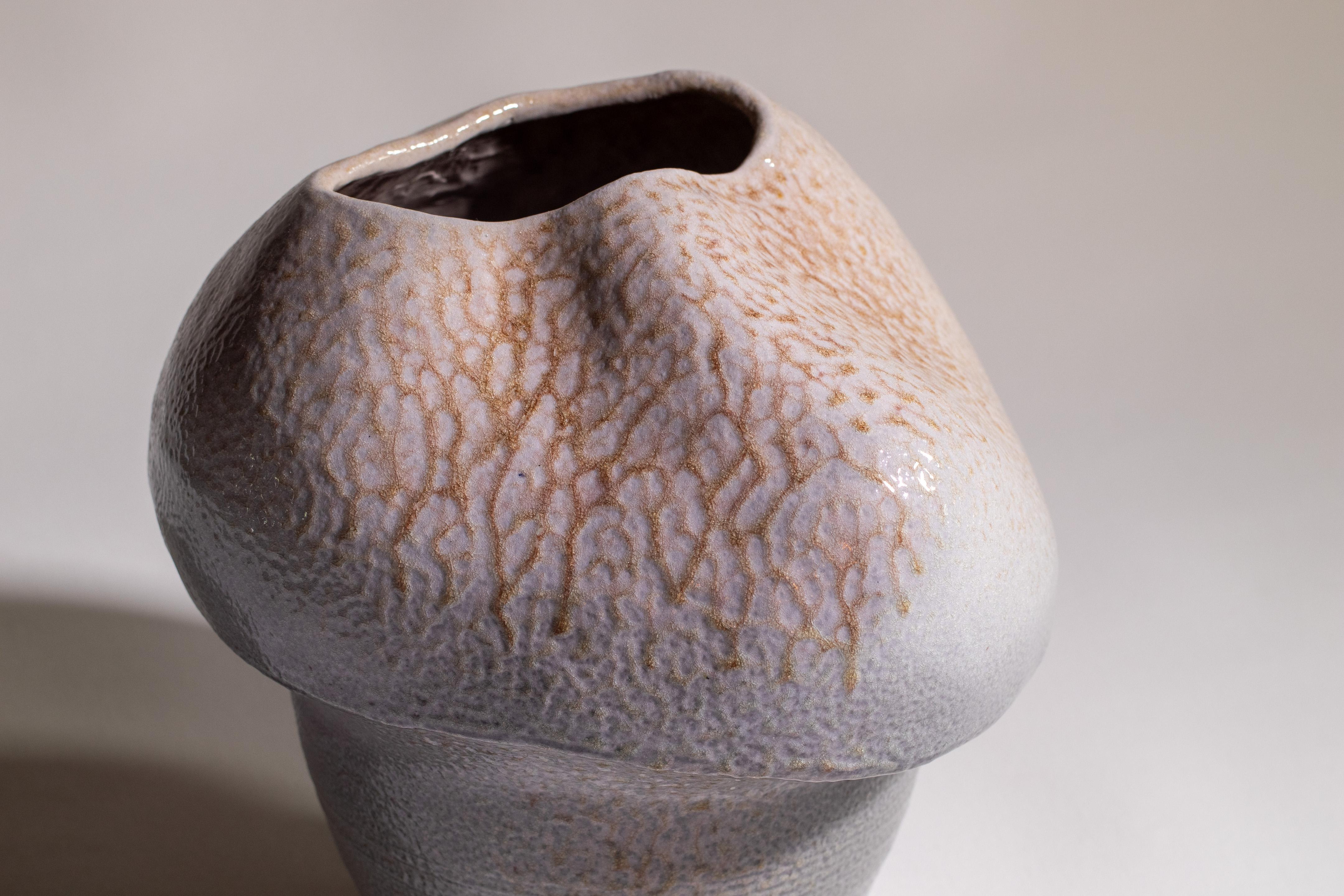 Karen Karnes (1925-2016) Biomorphic Vessel Glazed Stoneware Signed Chopmark For Sale 3