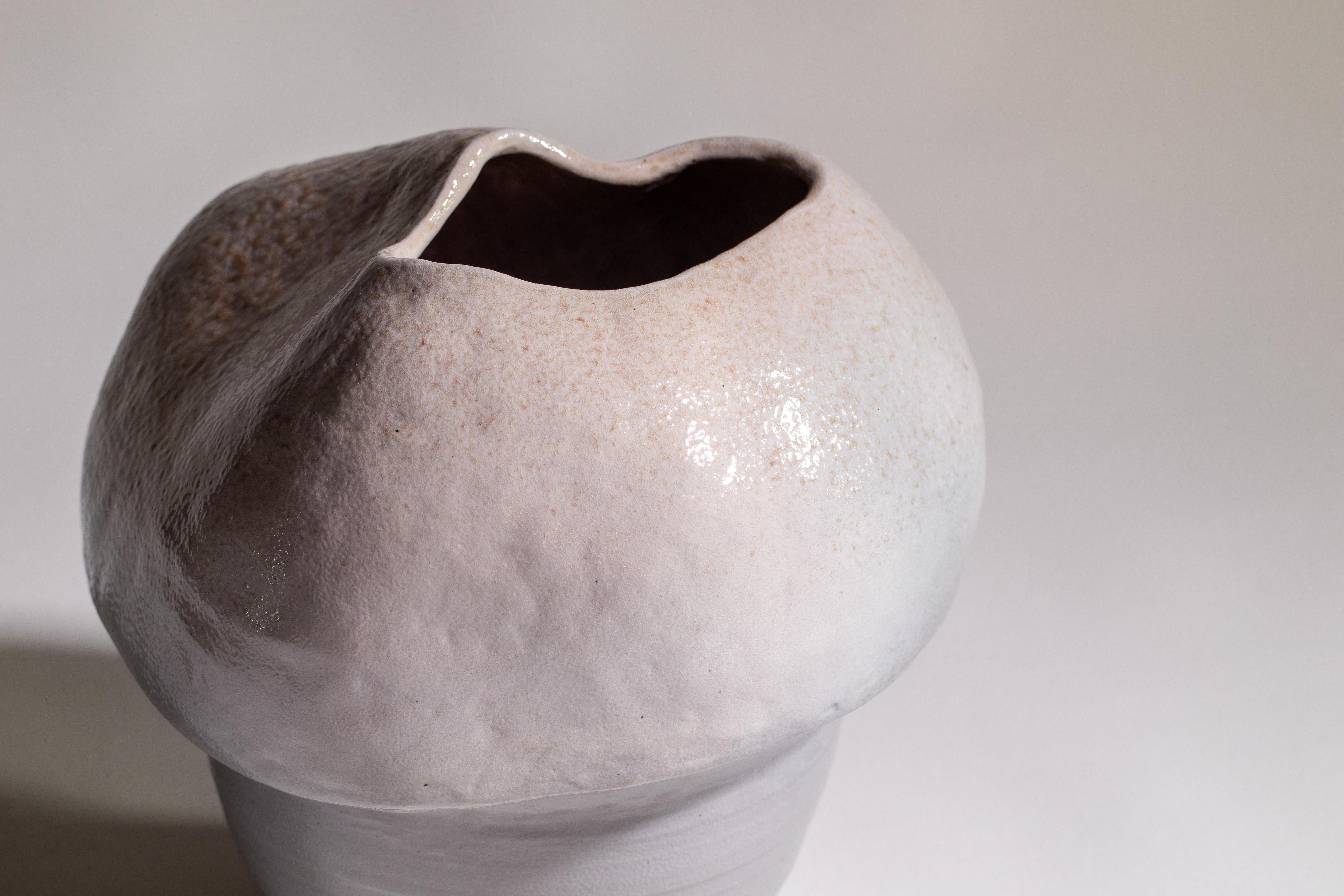 Karen Karnes (1925-2016) Biomorphic Vessel Glazed Stoneware Signed Chopmark For Sale 4