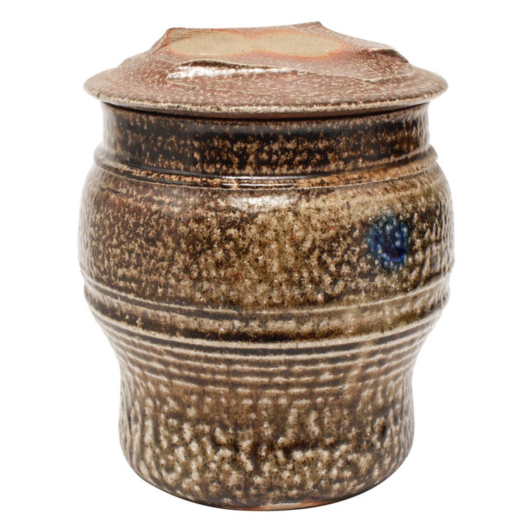 Karen Karnes Attributed Mid-Century Modern Stoneware Art Pottery Covered Jar For Sale