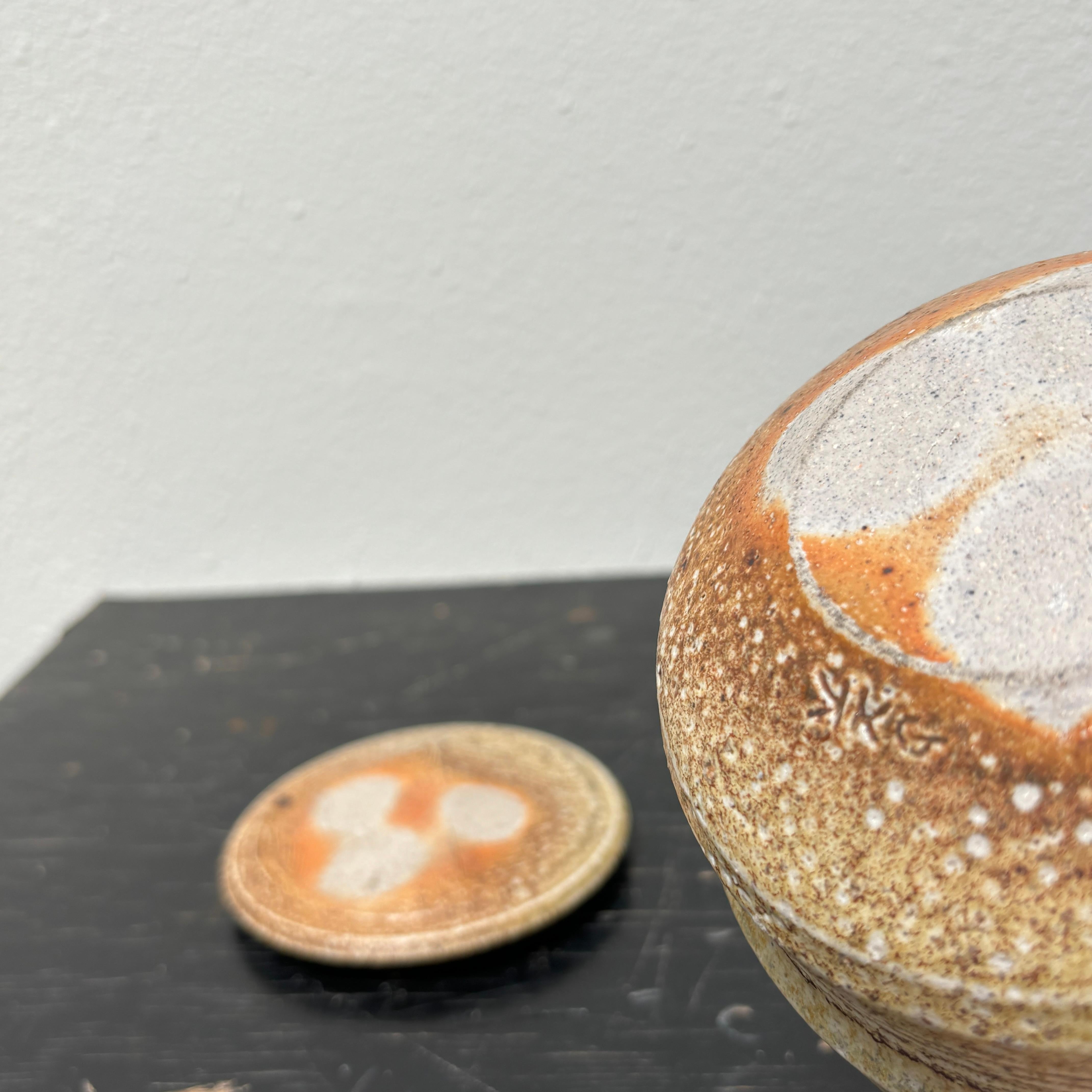 American Karen Karnes Salt Glazed Jar, Signed For Sale