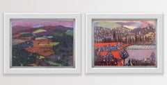 Diptyque « Over the Hill and Far Away » et « Magenta Sky » (Le ciel au-dessus de la colline et au loin)