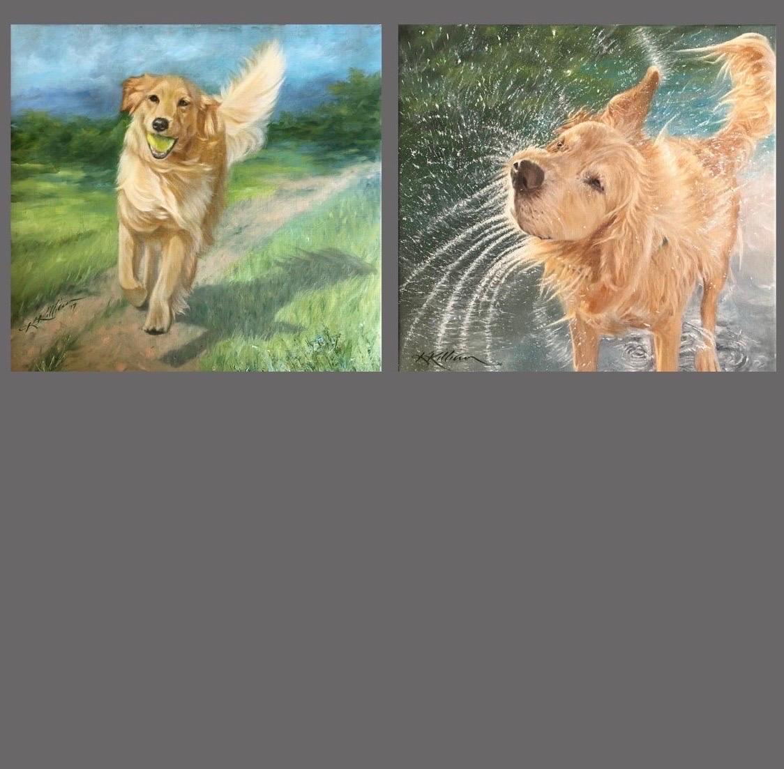 Golden Retriever incorniciati nel trittico Bottoms Up, BYOB e Shaken Not Stirred in vendita 1