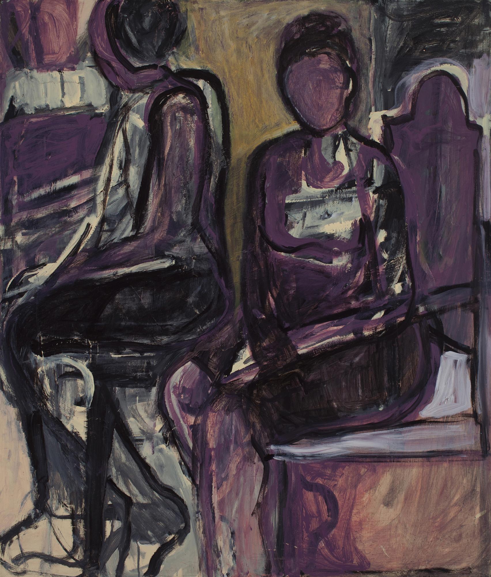 Karen Kosoglad’s figurative paintings capture women during their
introspective moments. Her expressive style, sometimes monochromatic,
sometimes colorful, reveals her interest in what she describes as “the gestural
moments in everyday life and the