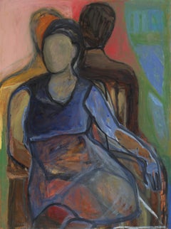 Karen Kosoglad, "Three Figures", 2018, oil on board, 40" x 30"