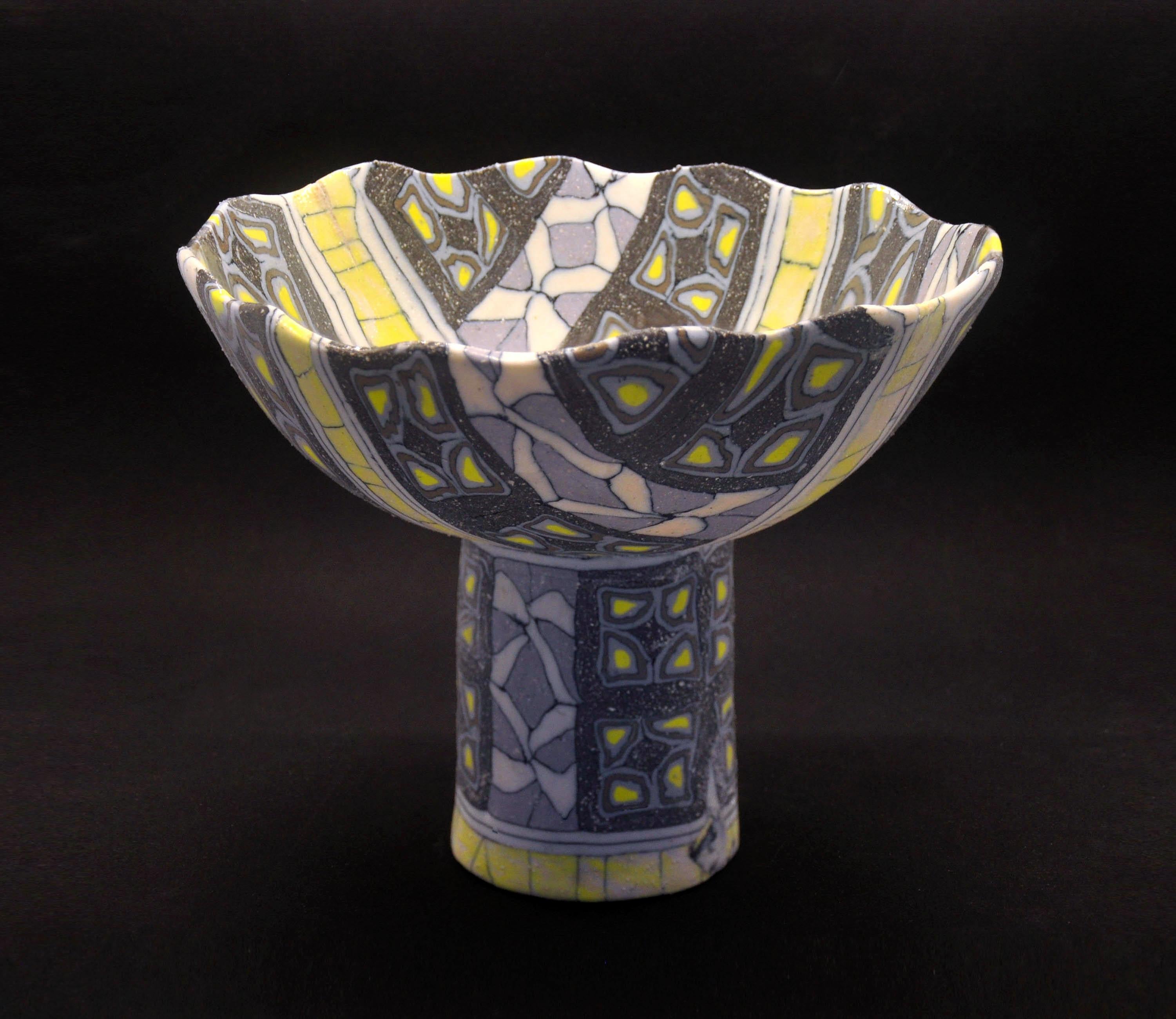 Nerikomi-Schale „Cobblestone“ handgefertigt, Keramik, Porzellan, zeitgenössisch, Dekor