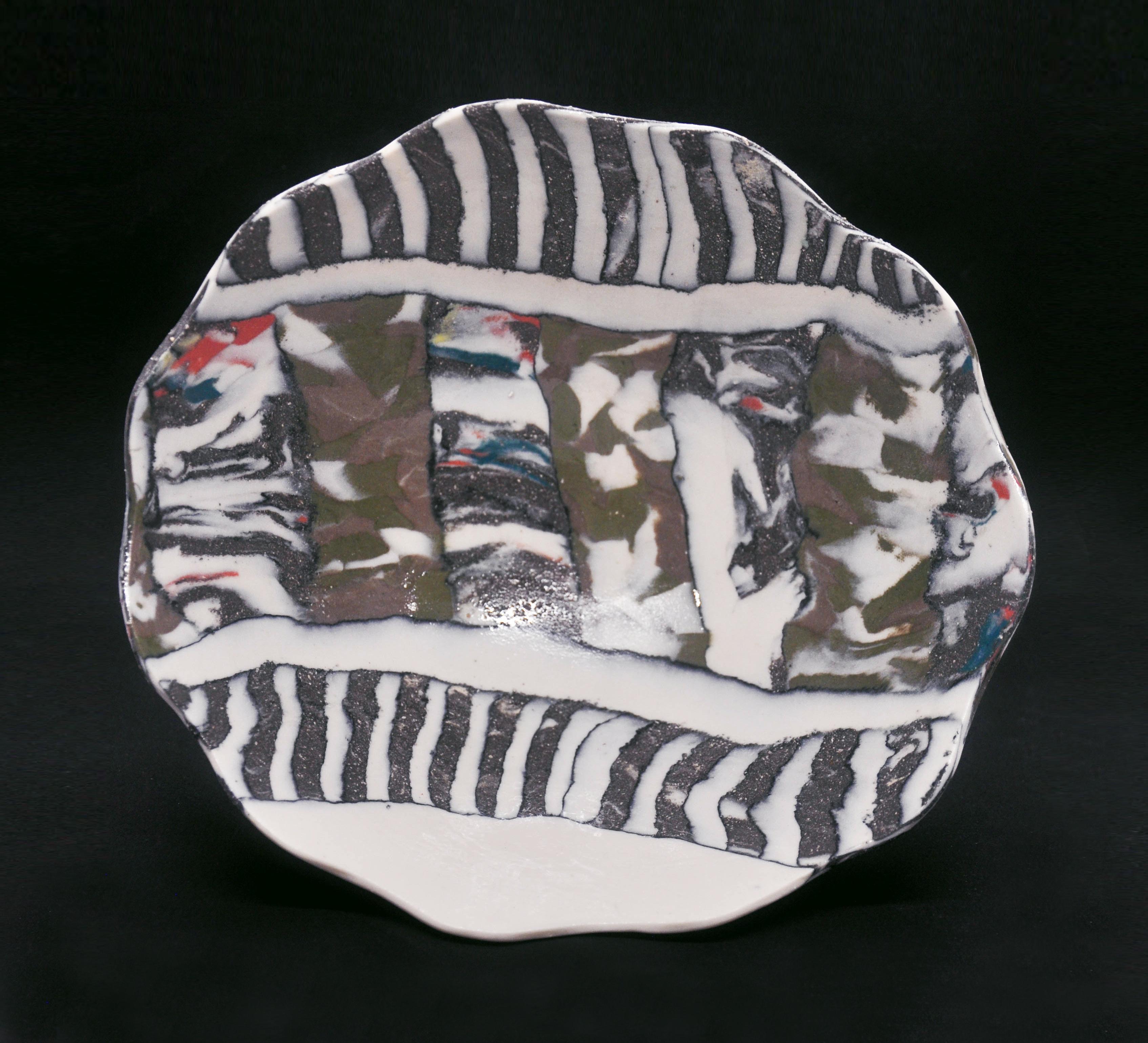 Bol « Zebra Nerikomi » artisanal, céramique, porcelaine, contemporain, décor - Contemporain Sculpture par Karen Kuo