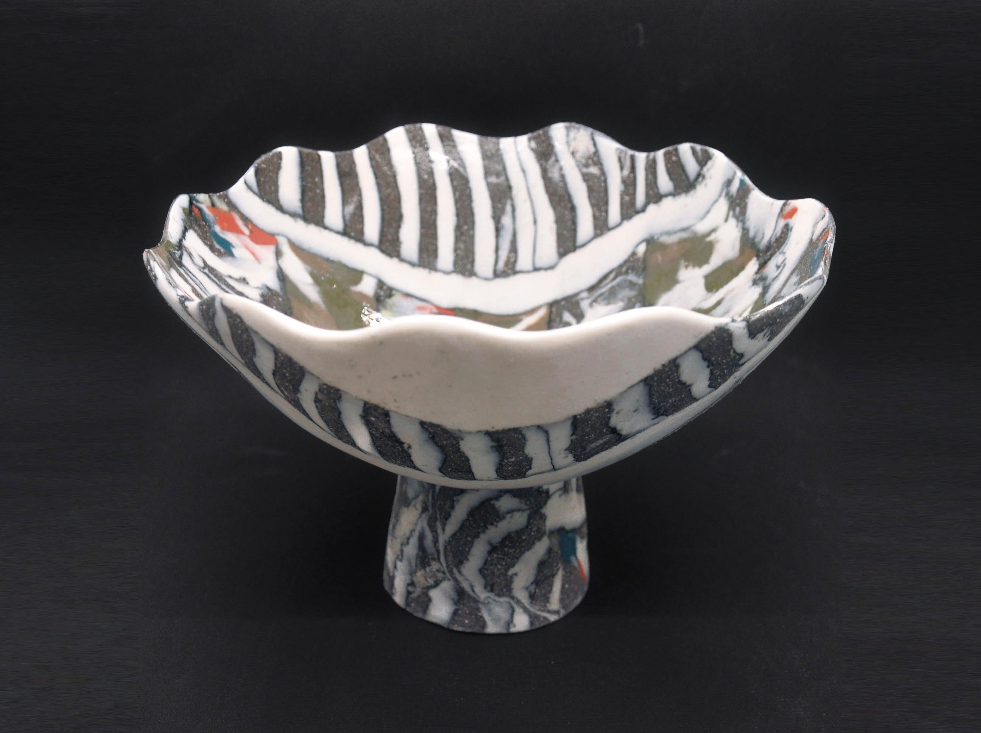 'Zebra Nerikomi Bowl' handcrafted, ceramic, porcelain, contemporary, decor - Sculpture by Karen Kuo