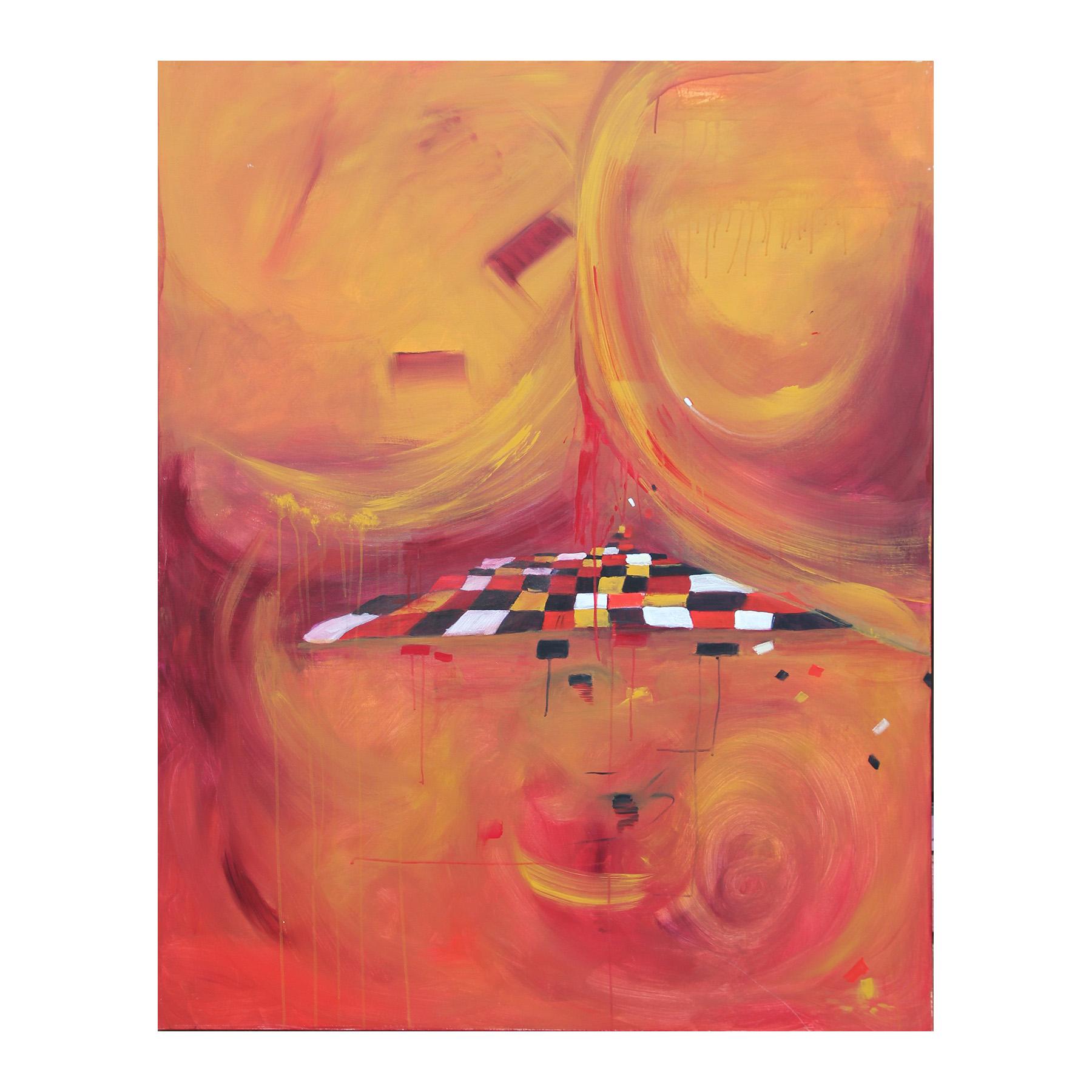 Karen Lastre Abstract Painting - “Alegria (Happiness)” Orange and Red Abstract Expressionist Painting