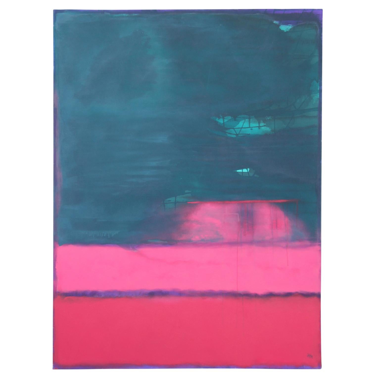 Karen Lastre Abstract Painting - Connection Series Sounding II Trinity - Red, Pink and Black Abstract