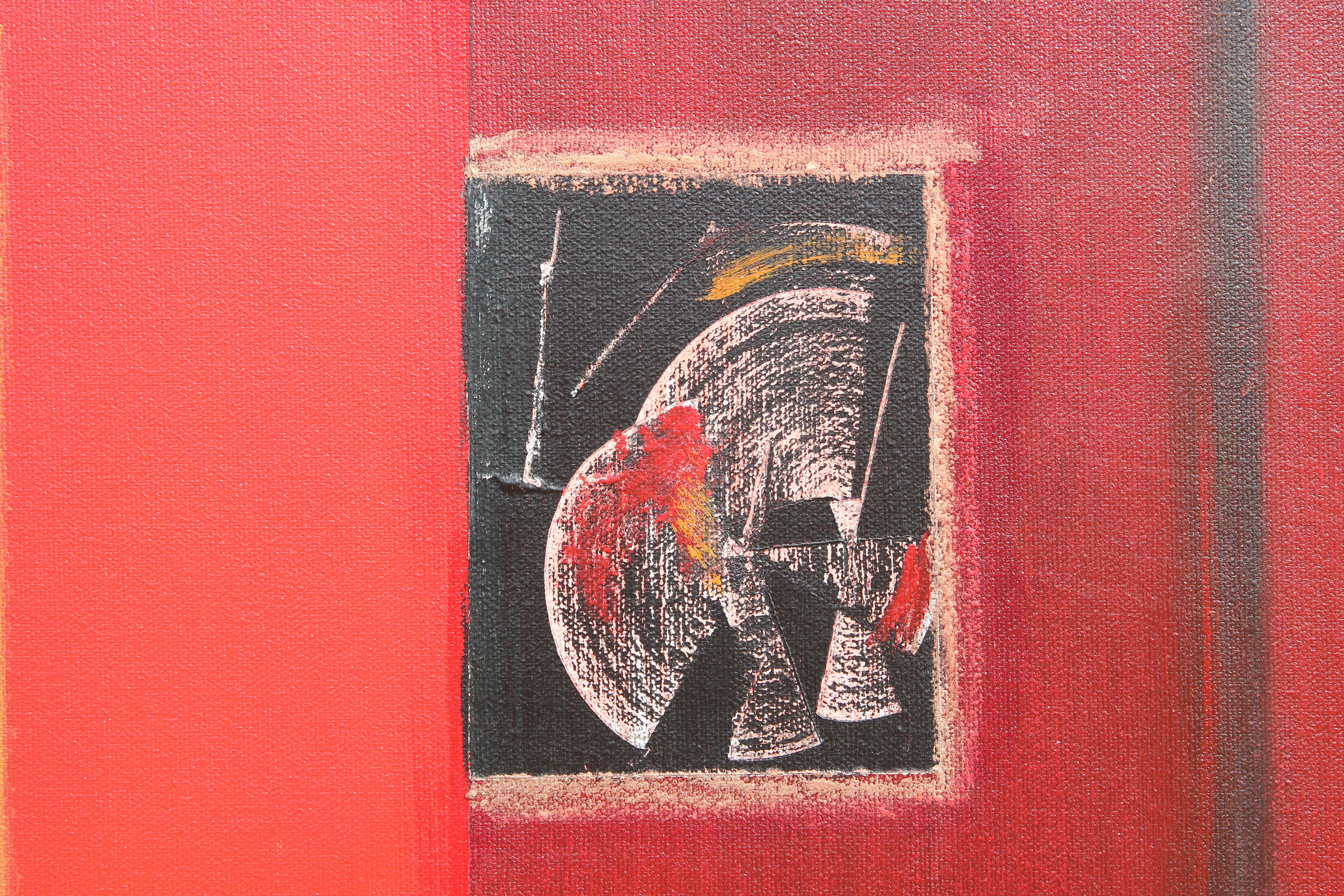 Red Toned Abstract Expressionist Gallery Scene Painting For Sale 1