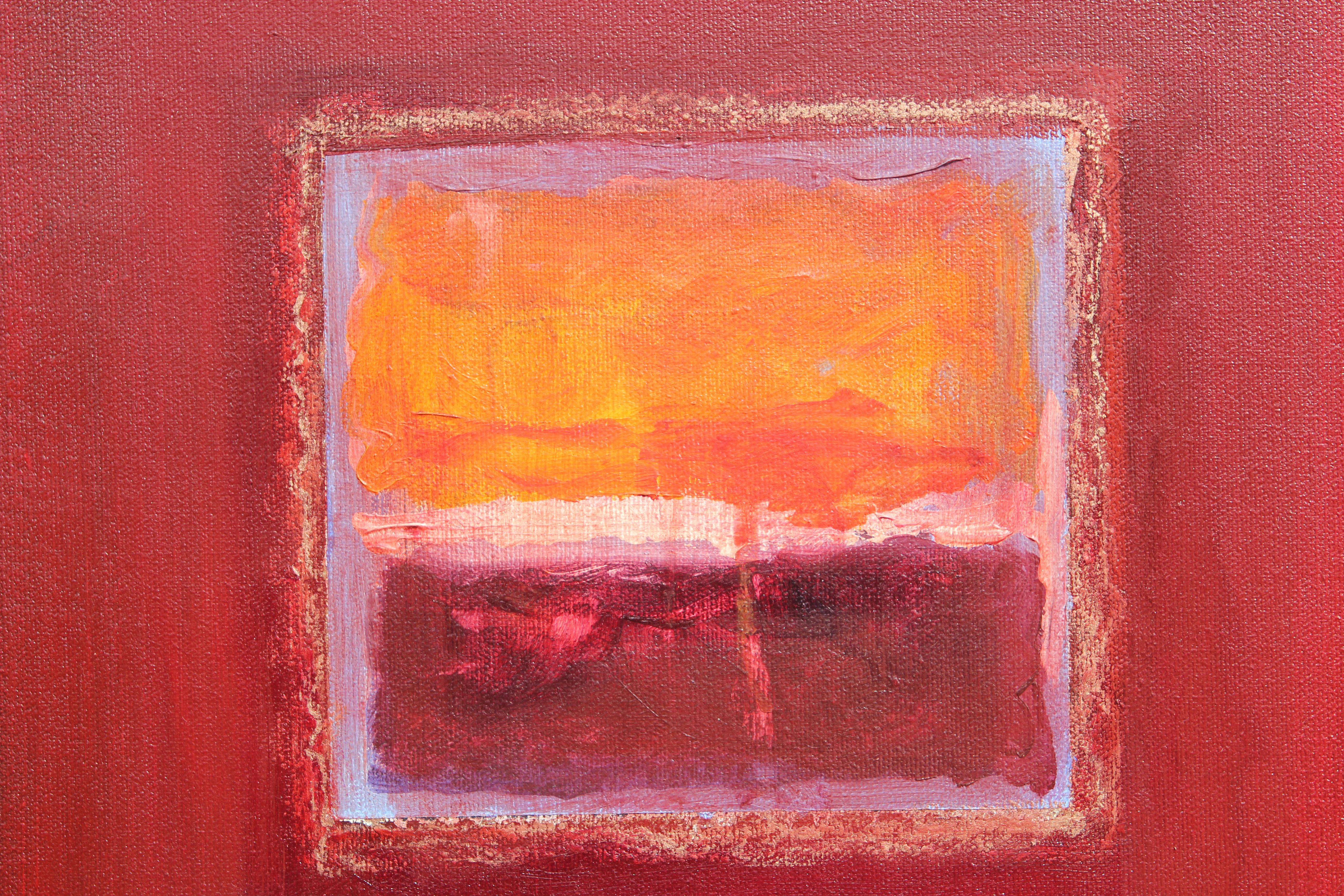 Red Toned Abstract Expressionist Gallery Scene Painting For Sale 2
