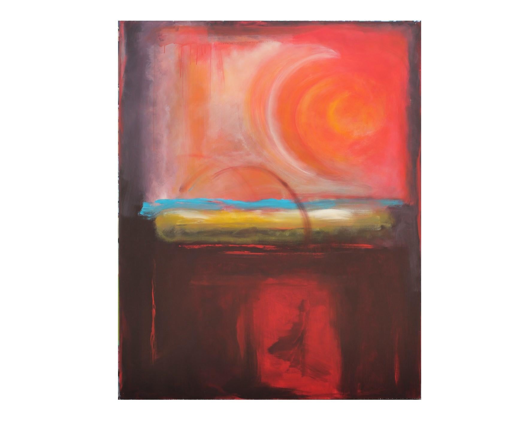Karen Lastre Abstract Painting - "Seduction of Red" Deep Red Mark Rothko Style Painting