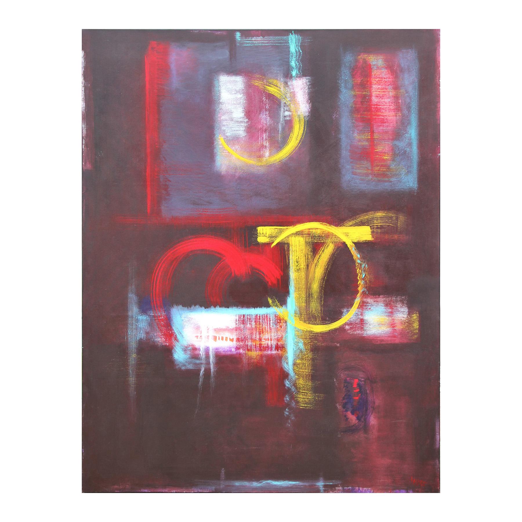 "Separate Issues II" Large Red and Yellow Modern Abstract Expressionist Painting