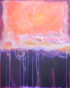 "Sounding IV" Purple, Orange, and Yellow Abstract Expressionist Painting