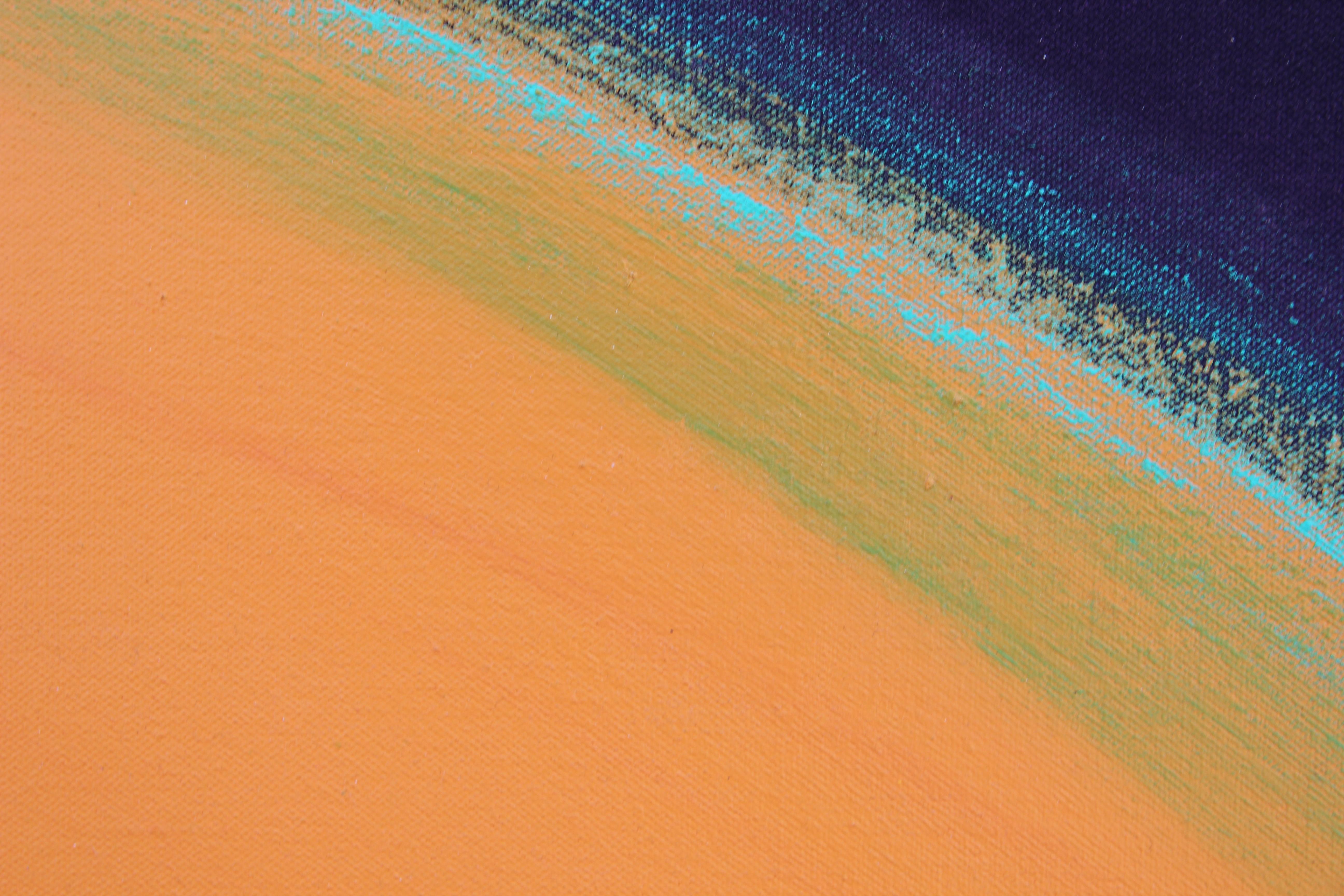Peinture expressionniste abstraite moderne rouge, orange et bleu marine « Spirit Advisor » - Abstrait Painting par Karen Lastre