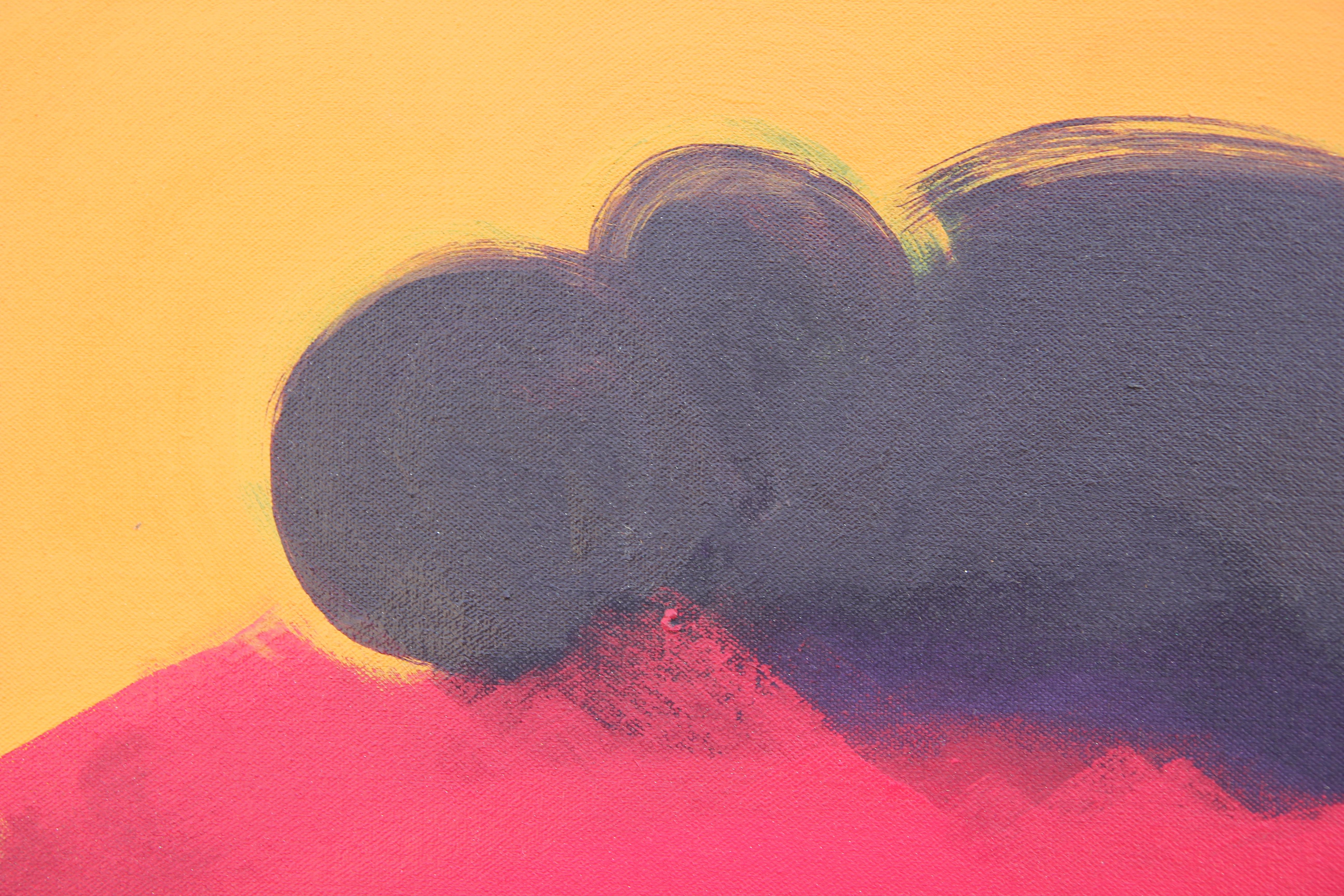 Modernes abstraktes expressionistisches Gemälde, das von Mark Rothkos Farbfeldmalerei beeinflusst ist und Rot-, Orange- und Marinetöne enthält. Signiert in der rechten unteren Ecke sowie betitelt auf der Rückseite. Derzeit ungerahmt, aber