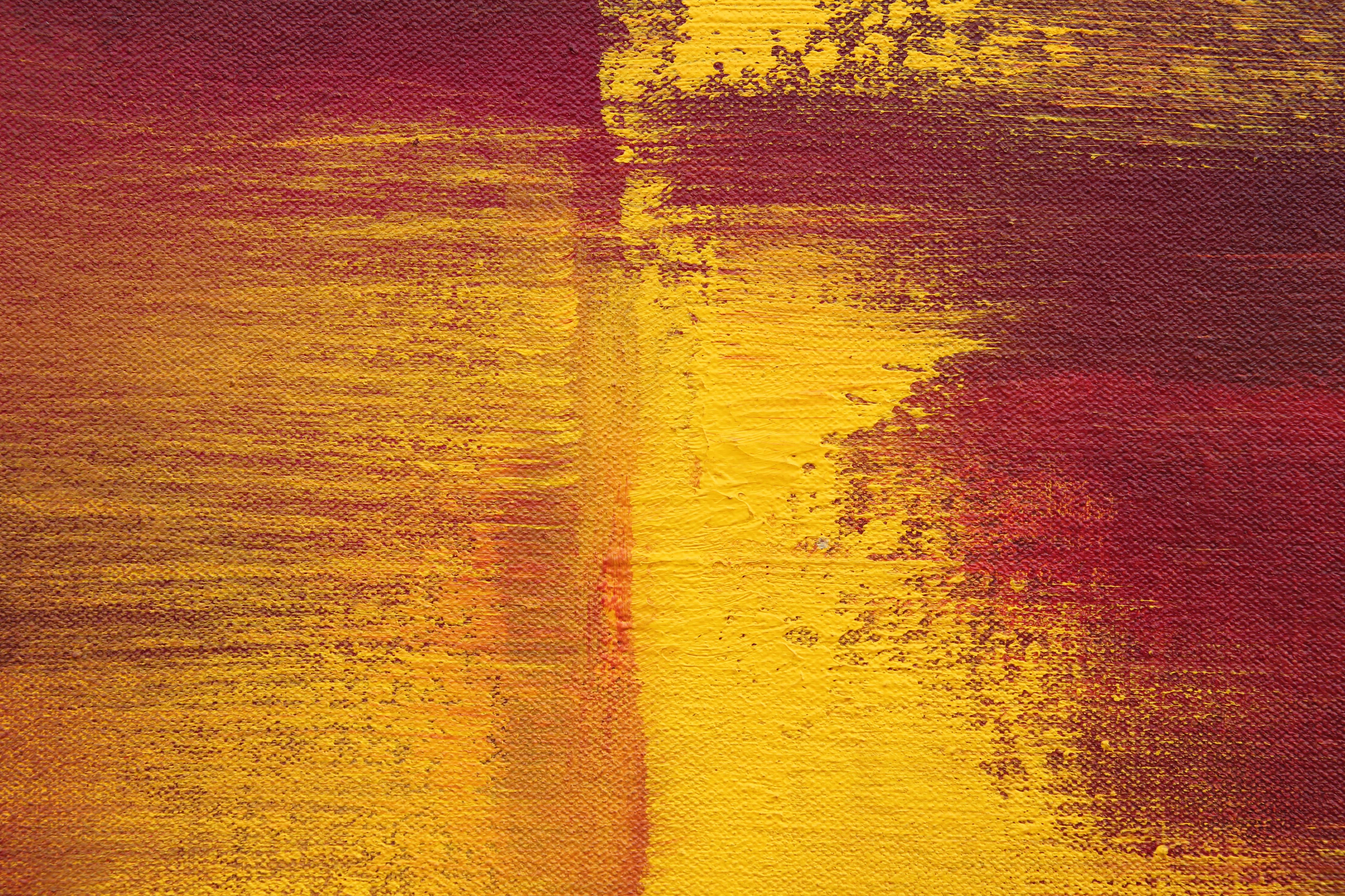 “Unexpected Pleasures” Red and Yellow Abstract Expressionist Painting For Sale 1