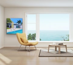 White Loungers, Architectural Landscape Painting, Hockney Inspired Art