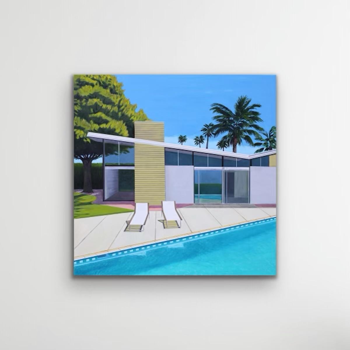 This is a painting from my architectural series of works. In this particular painting I tried to capture a graphic and simple use of colour by keeping the colours neutral and modern. I love modernism and its architecture and it gives me great