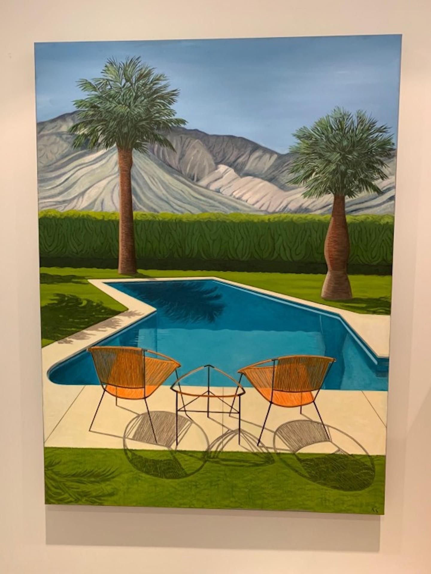 Come And Sit By The Pool, Karen Lynn, Original Painting, Affordable Art, Pool 2