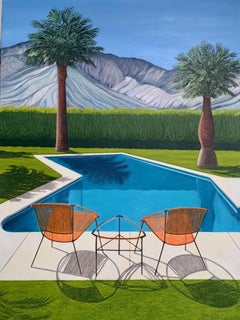Come And Sit By The Pool, Karen Lynn, Original Painting, Affordable Art, Pool