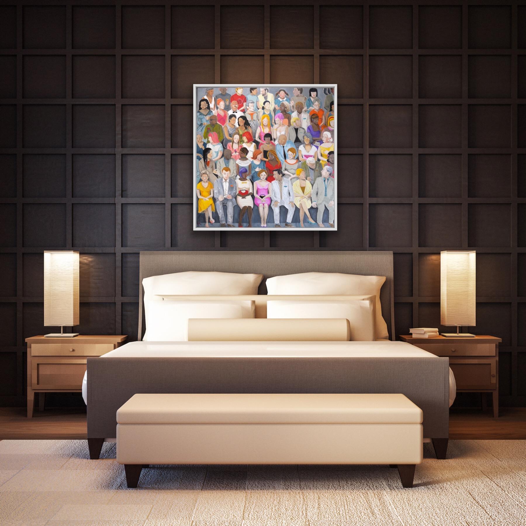 Crowd in Vivid Colour 6, Original painting, Figurative, People, Audience, Fun For Sale 9