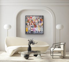 Crowd in Vivid Colour 6, Original painting, Figurative, People, Audience, Fun