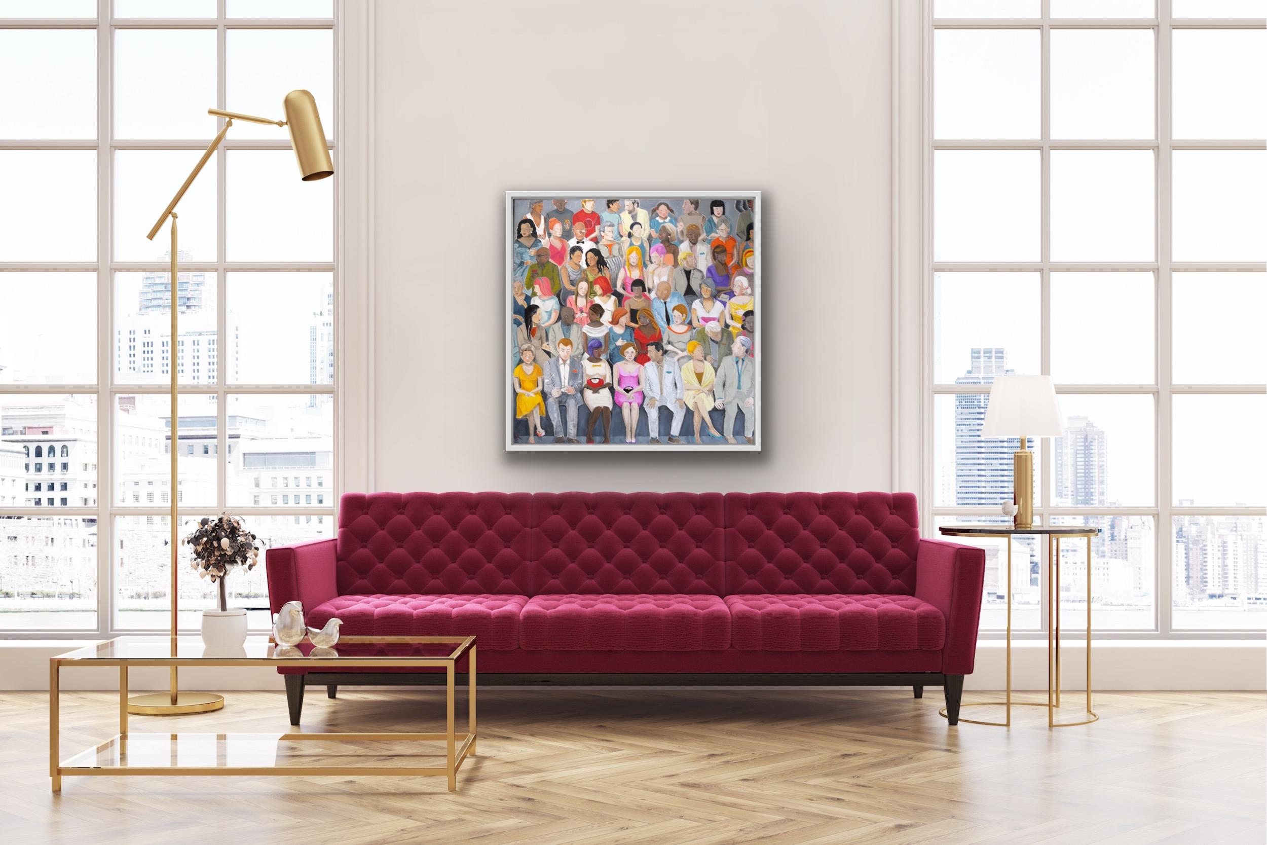 Crowd in Vivid Colour 6, Original painting, Figurative, People, Audience, Fun For Sale 4