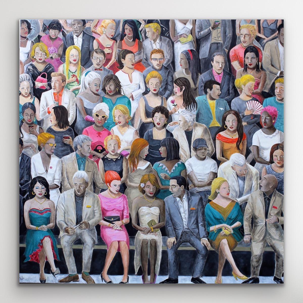 Multitud en colores vivos nº 9, Pintura original, Personas, Figurativo - Painting Contemporáneo de Karen Lynn