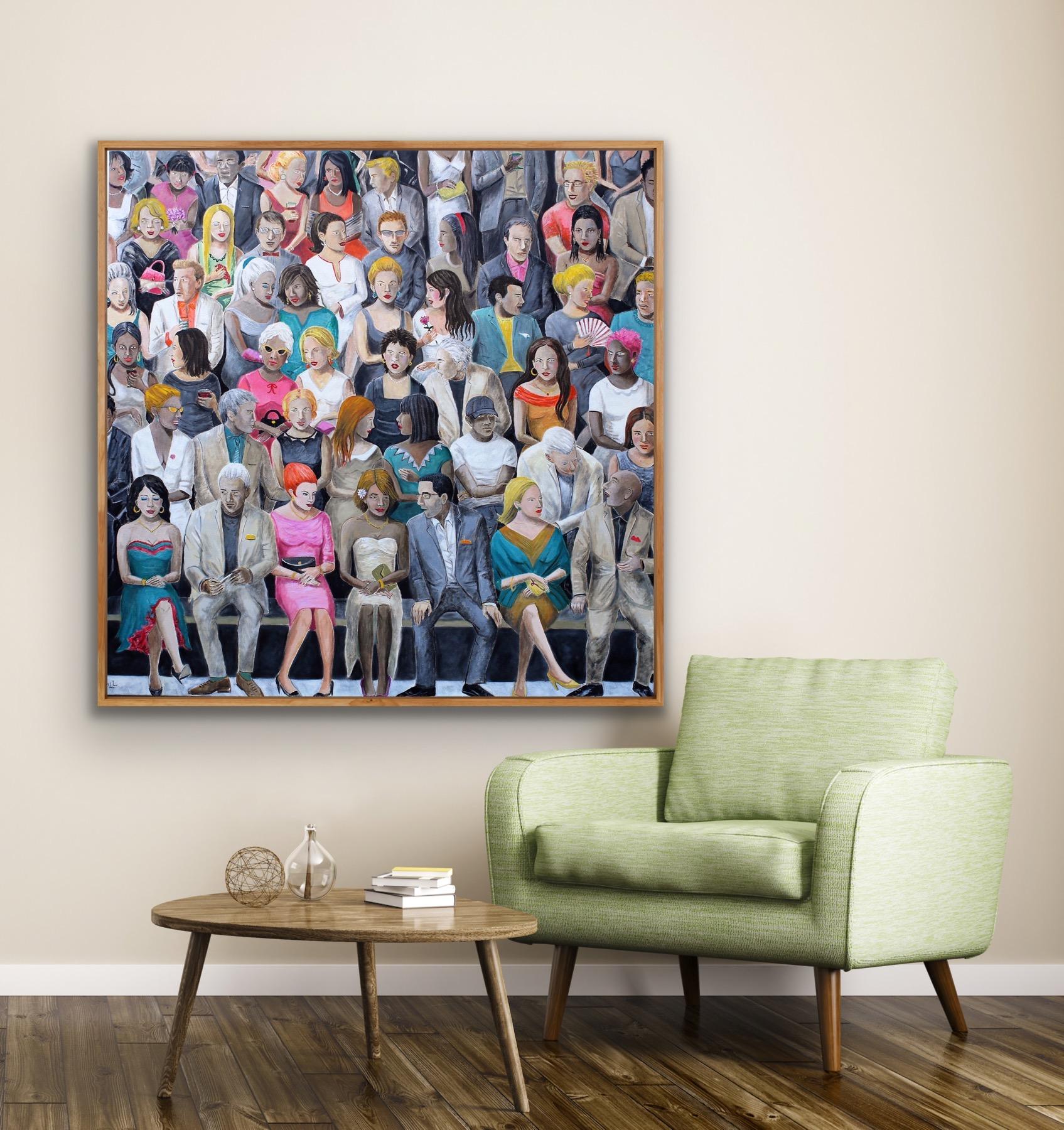 Multitud en colores vivos nº 9, Pintura original, Personas, Figurativo en venta 1