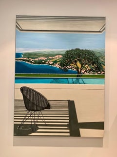 Hillside Sea View, Karen Lynn, Original Architectural Modern Painting, Colourful