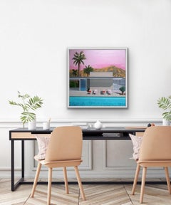 Karen Lynn, Four Chairs Pink Sky, Original Landscape painting