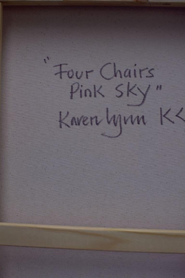 Karen Lynn, Four Chairs Pink Sky, Original Landscape painting 3