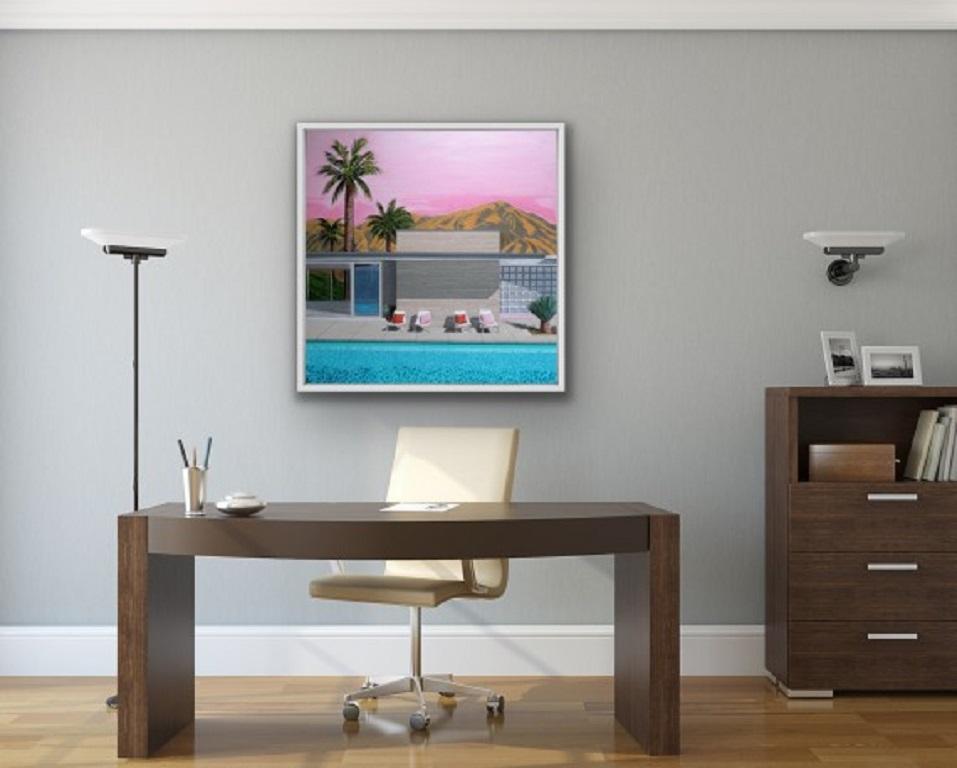 Karen Lynn, Four Chairs Pink Sky, Original Landscape painting 5