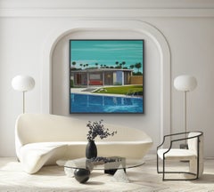 Kaufmann Desert House - Right, Original painting, Contemporary, Hockney, Glamour