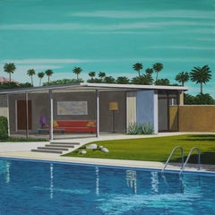 Used Kaufmann Desert House - Right, Original painting, Contemporary, Hockney, Glamour