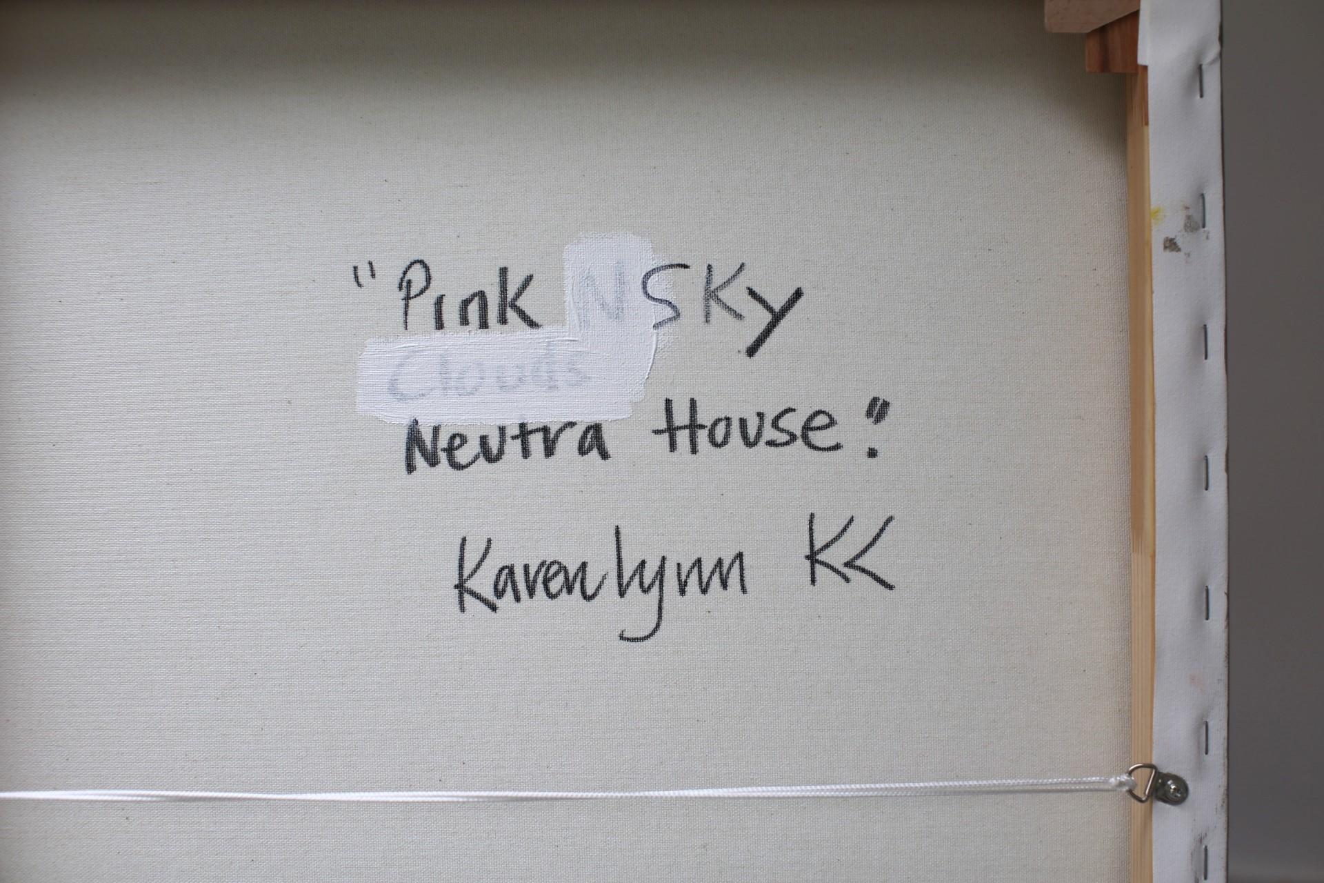 Pink Sky Neutra House, peinture originale, architecte, contemporain, style Hockney en vente 2
