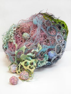 Abstrakte geometrische Papierskulptur aus New Jersey in Rosa, Blau und Grün