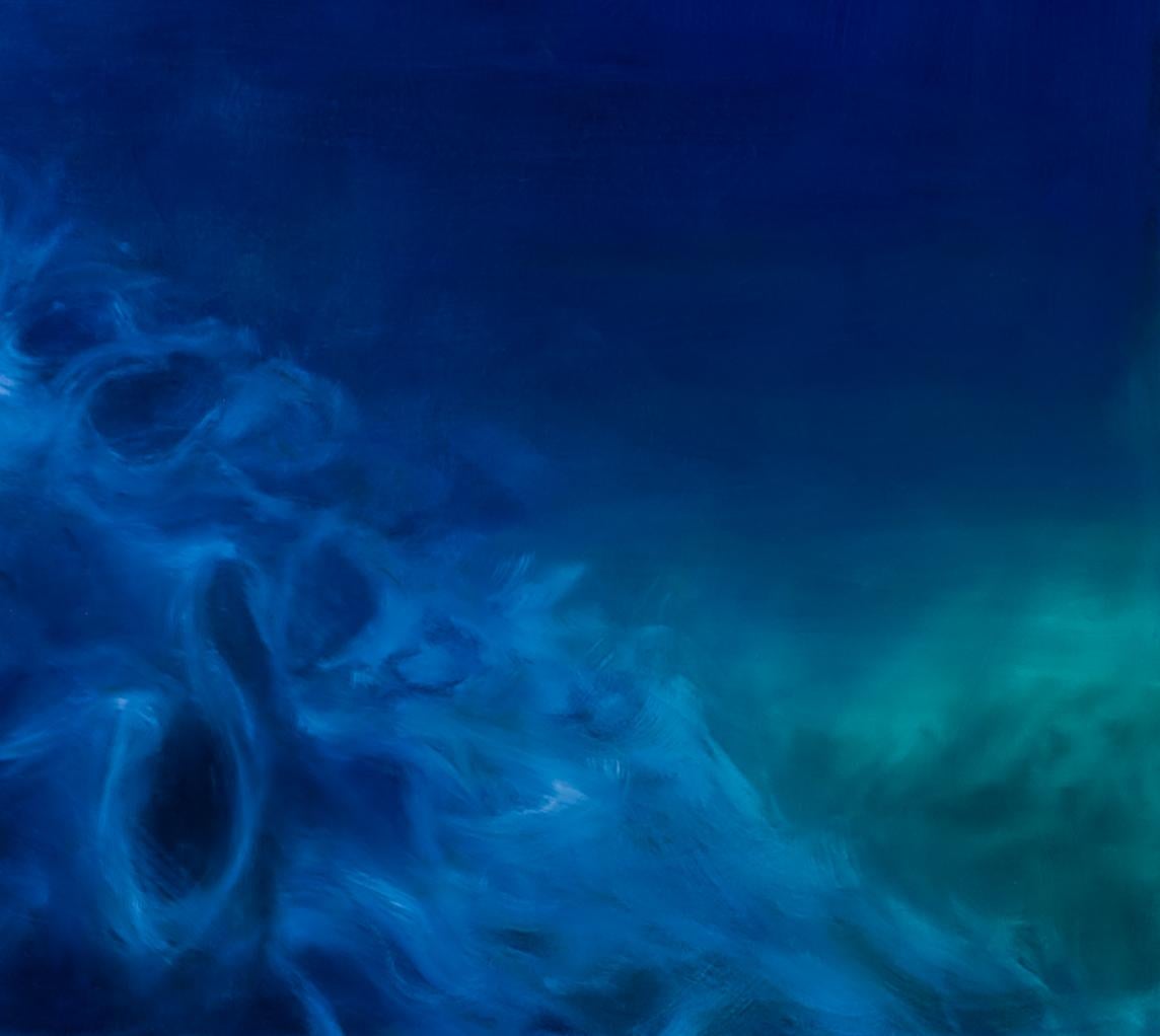 „Ebbing Reef“ Korallen, großformatiges zeitgenössisches Meereslandschafts-Ölgemälde (tiefblau) im Angebot 1