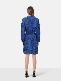 Karen Millen Blue Leopard Print Wrap Dress Size XL