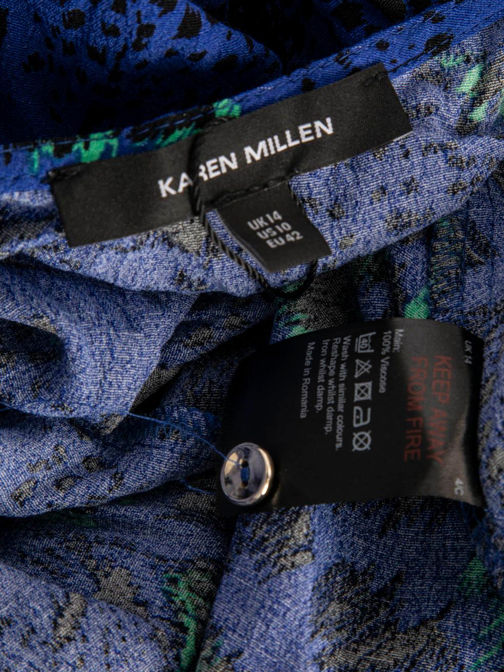 Karen Millen Blau Leopard Print Wickelkleid Größe XL Damen im Angebot