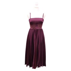 Karen Millen Burgundy Pleated Midi Dress - EU 38