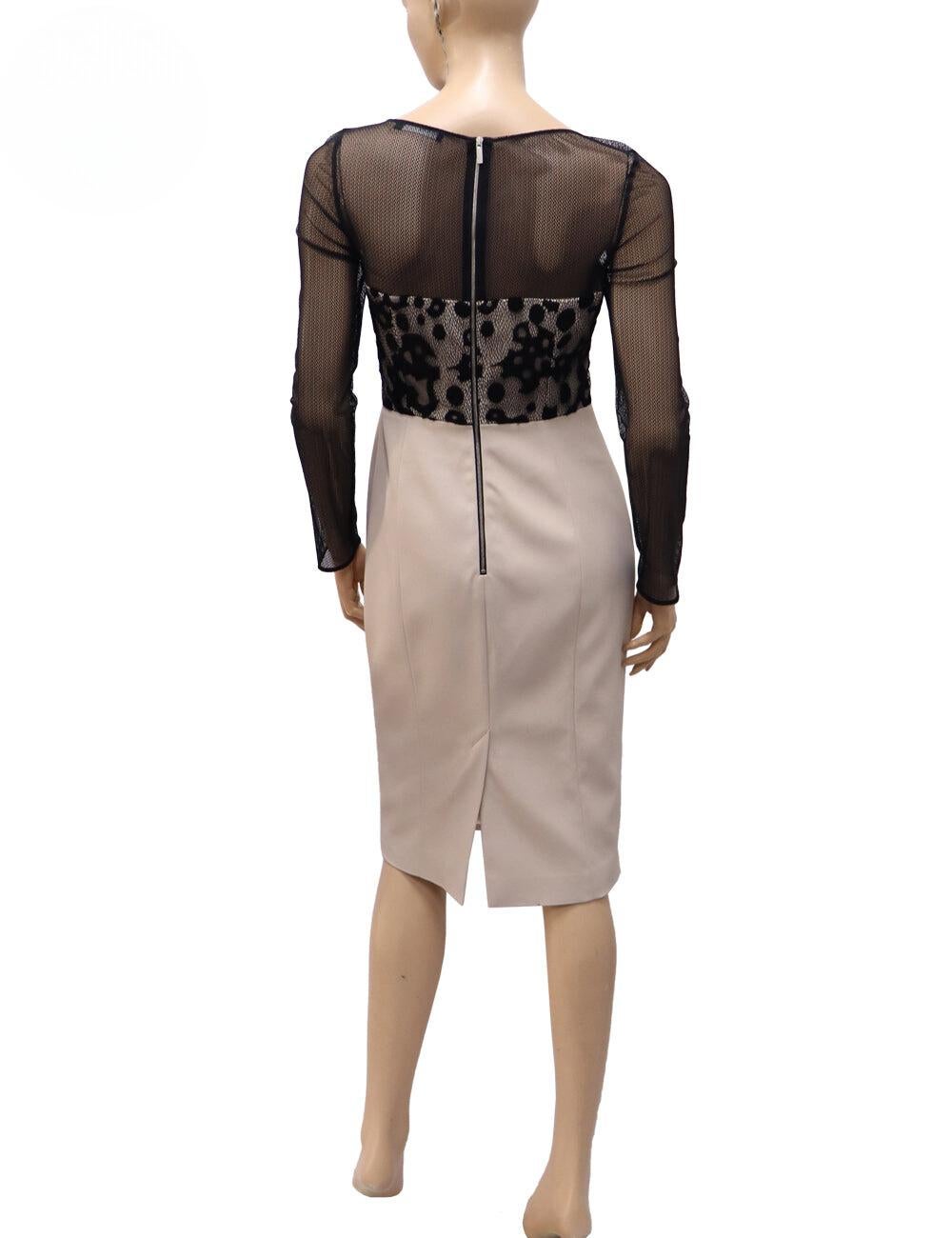 Karen Millen Fishnet Overlay Sheath Dress Size UK 12 In Good Condition For Sale In Amman, JO