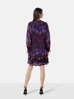 Karen Millen Purple Abstract Cut Out Dress Size XL