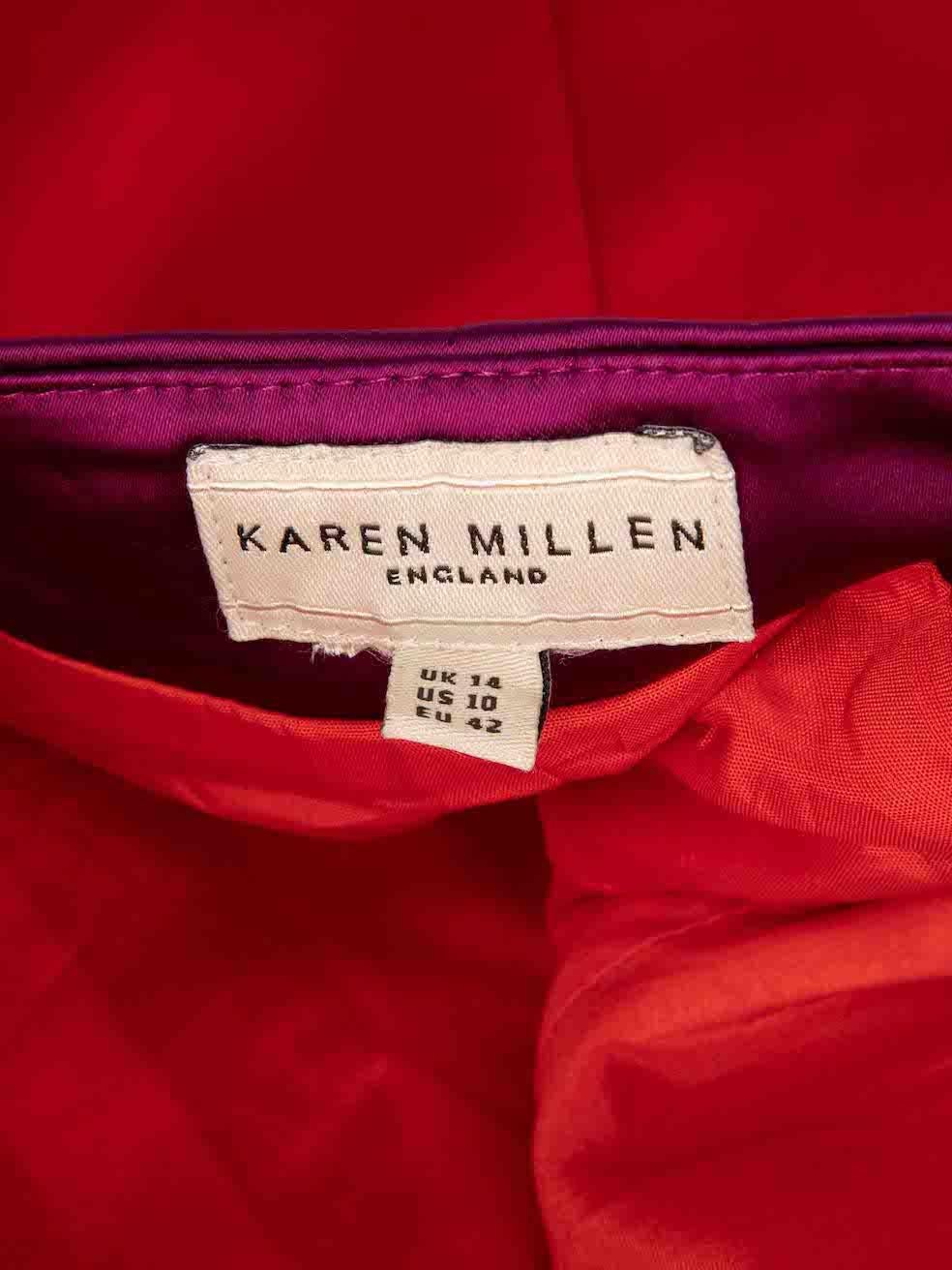 Karen Millen Vestido rojo y morado con panel de escote halterno Talla XL en venta 1