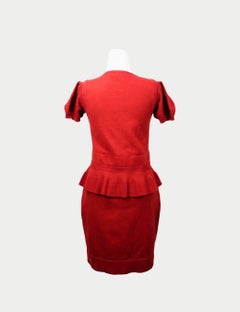 Karen Millen Robe en maille péplum structurée rouge - US 3