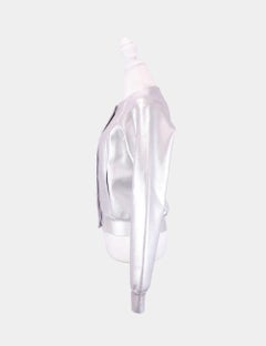 Karen Millen Silver Metallic Bomber Jacket - EU 34