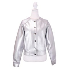 Karen Millen Silver Metallic Bomber Jacket - EU 34